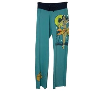 NWT Turquoise XS Hula Girl Floral Hawaiian Luaua Print Raw Hem Joggers